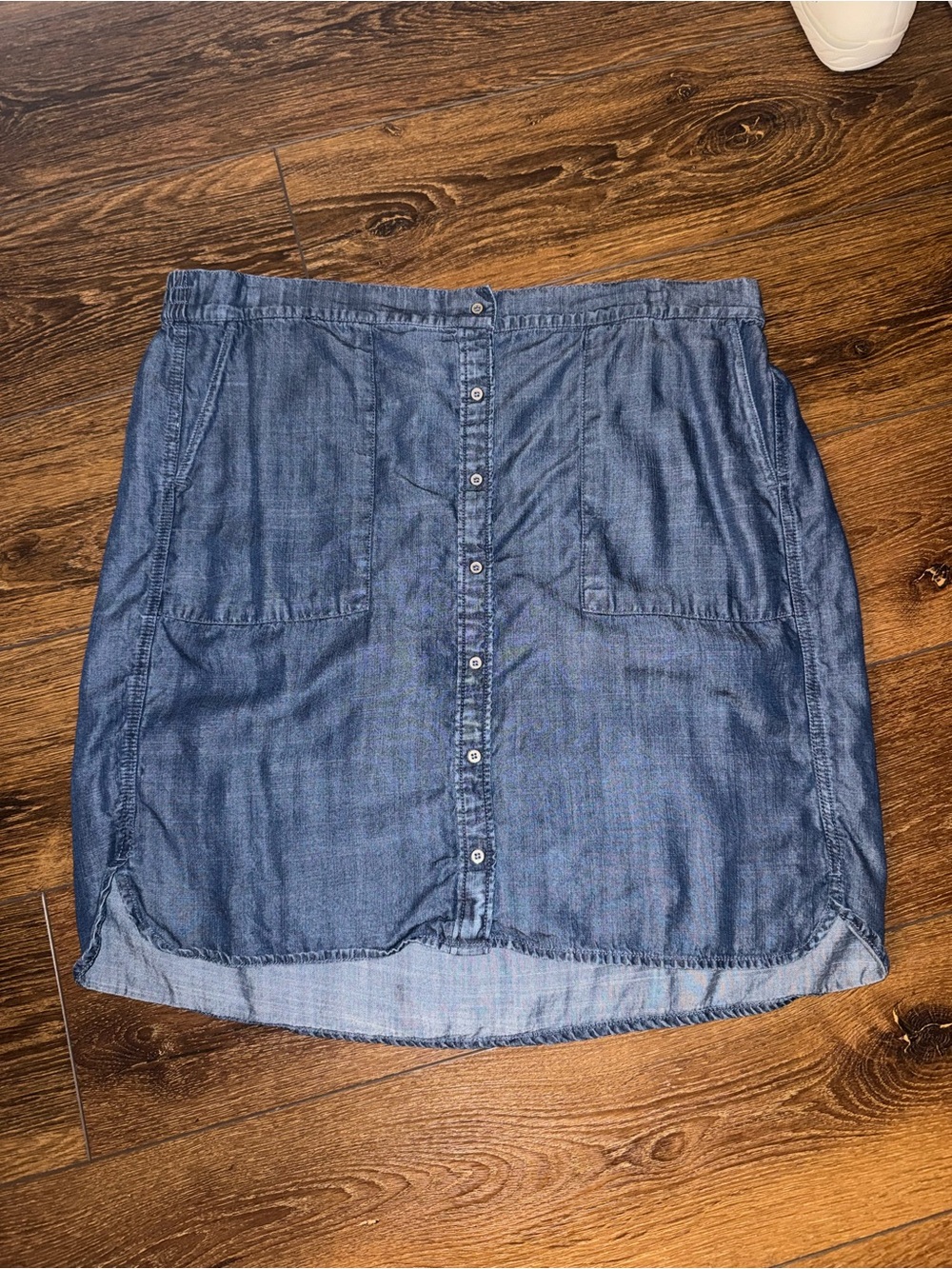 LOFT Blue Button-Front Denim Mini Skirt